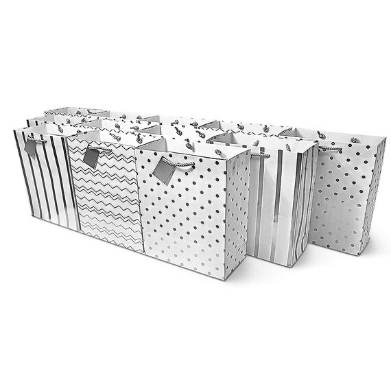 silver gift bags with handles