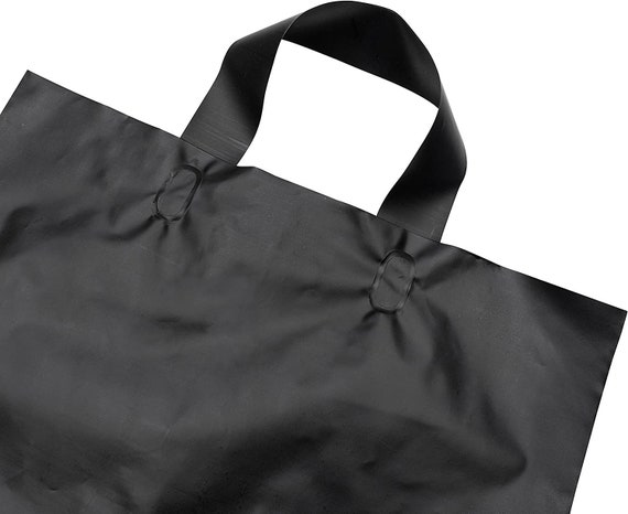 Shopping Bags for Boutique - 25 Pack Black Plastic Totes with Soft Loop  Handles, Large Opaque Bags in Bulk for Small Business, Retail Stores,  Parties