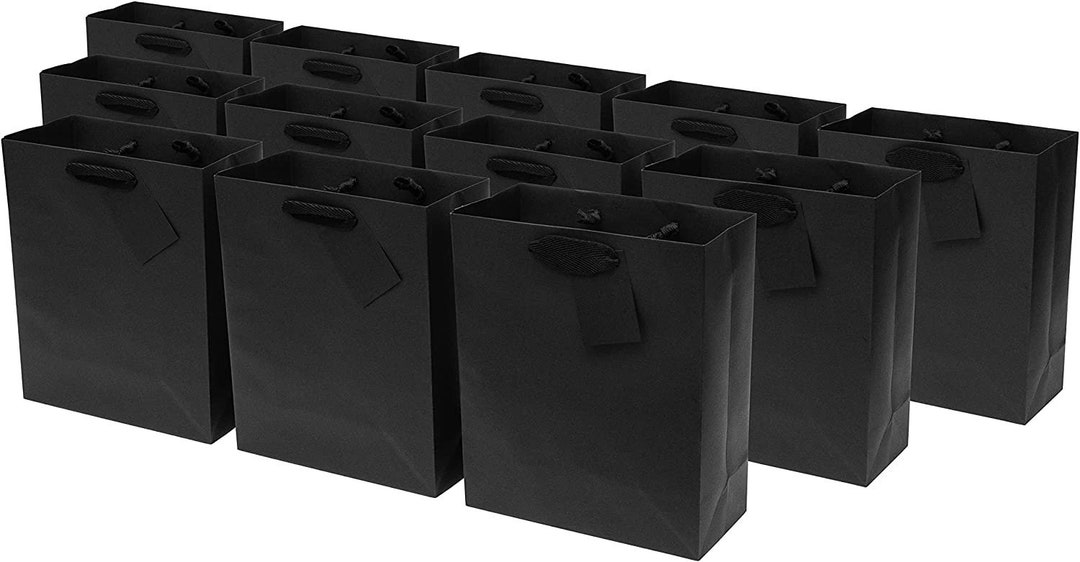 Black Gift Bags 12 Pack Black Paper Gift Bags With Fancy Handles