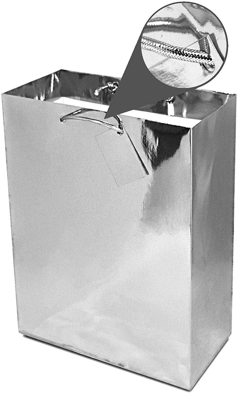 Large Metallic Silver Paper Gift Bags with Metallic Handles Etsy