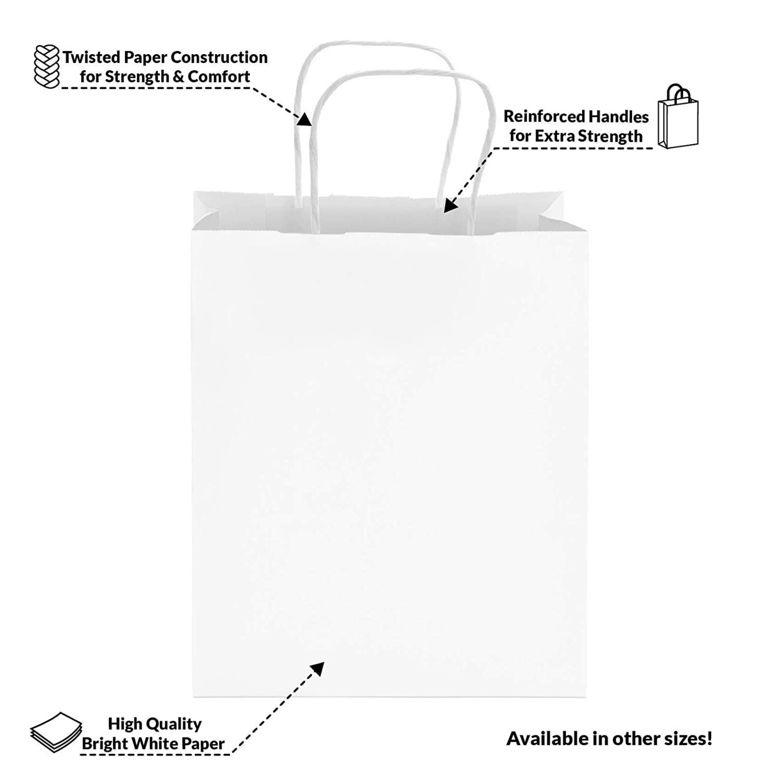 White Paper Bags With Handles 8x4x10 Inches Paper Shopping Etsy