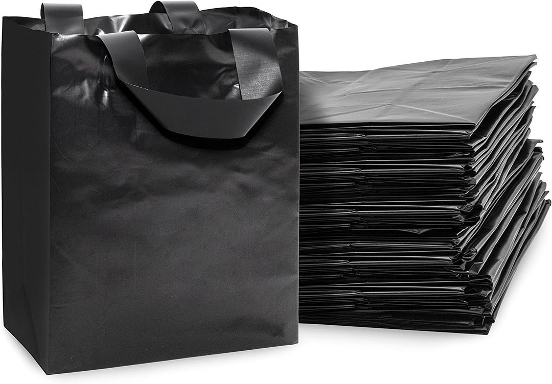 Prime Line Packaging Plastic Bags With Handles, Small Frosted Black