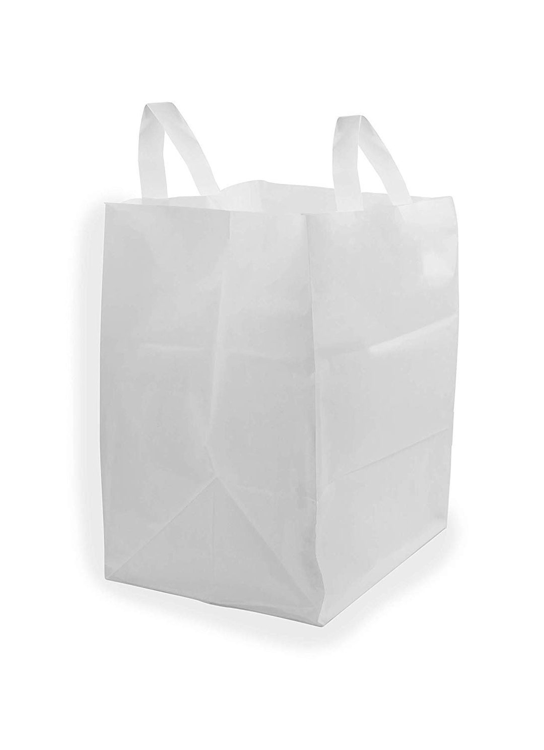 JS Frosted Plastic Shopping Gift Bags Large (16x6x12)- Quantity of 100  (Clear)