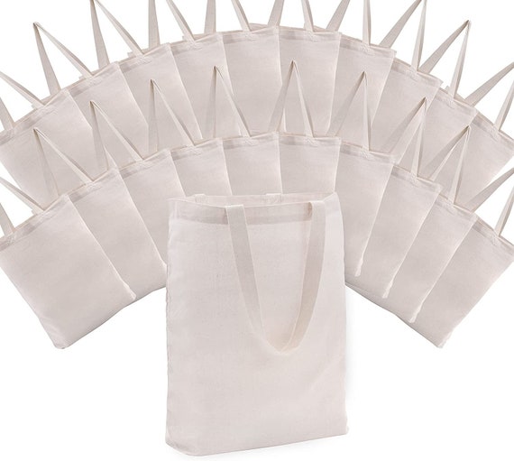 Sublimation Tote Bags Blanks 20 Pack 14.5x15.75x 3.5 Cotton Reusable Bag  With Handles, Blank Natural Cotton for Gifts, Small Businesses, 