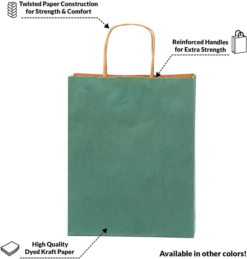 Green Gift Bags in Bulk 8x4x10 Inch Small Kraft Paper Etsy