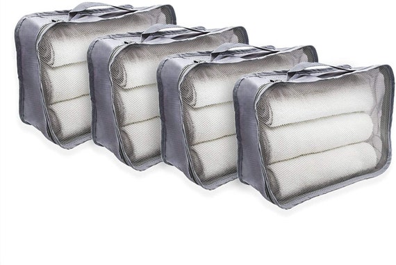 Compression Packing Cubes Travel - 3 Pack Reusable Ultralight Nylon Bags,  High Capacity Suitcase Organizers for Hiking, Camping, Clothes, Storage