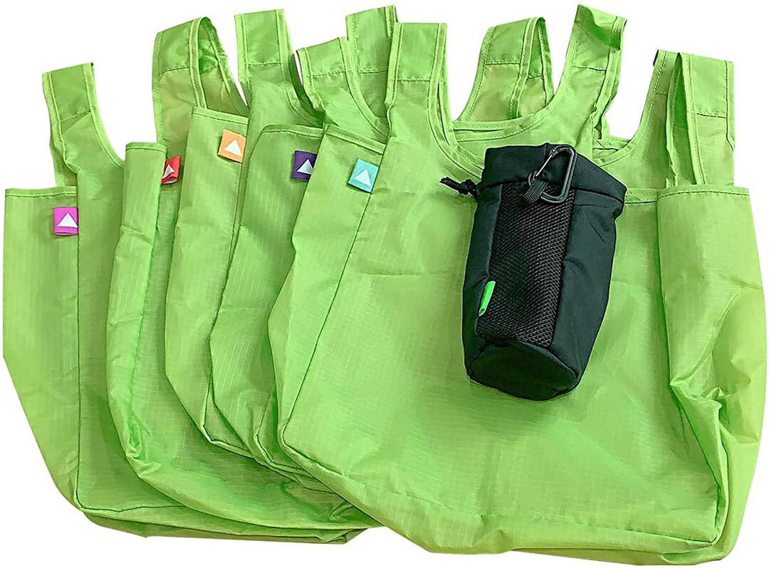 Reusable Grocery Bag 5 Pack Green Reusable Shopping Bags With Pouch