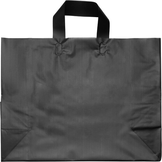 16x6x12 Black Frosted Loop-handle Plastic Bags - 4 Mil