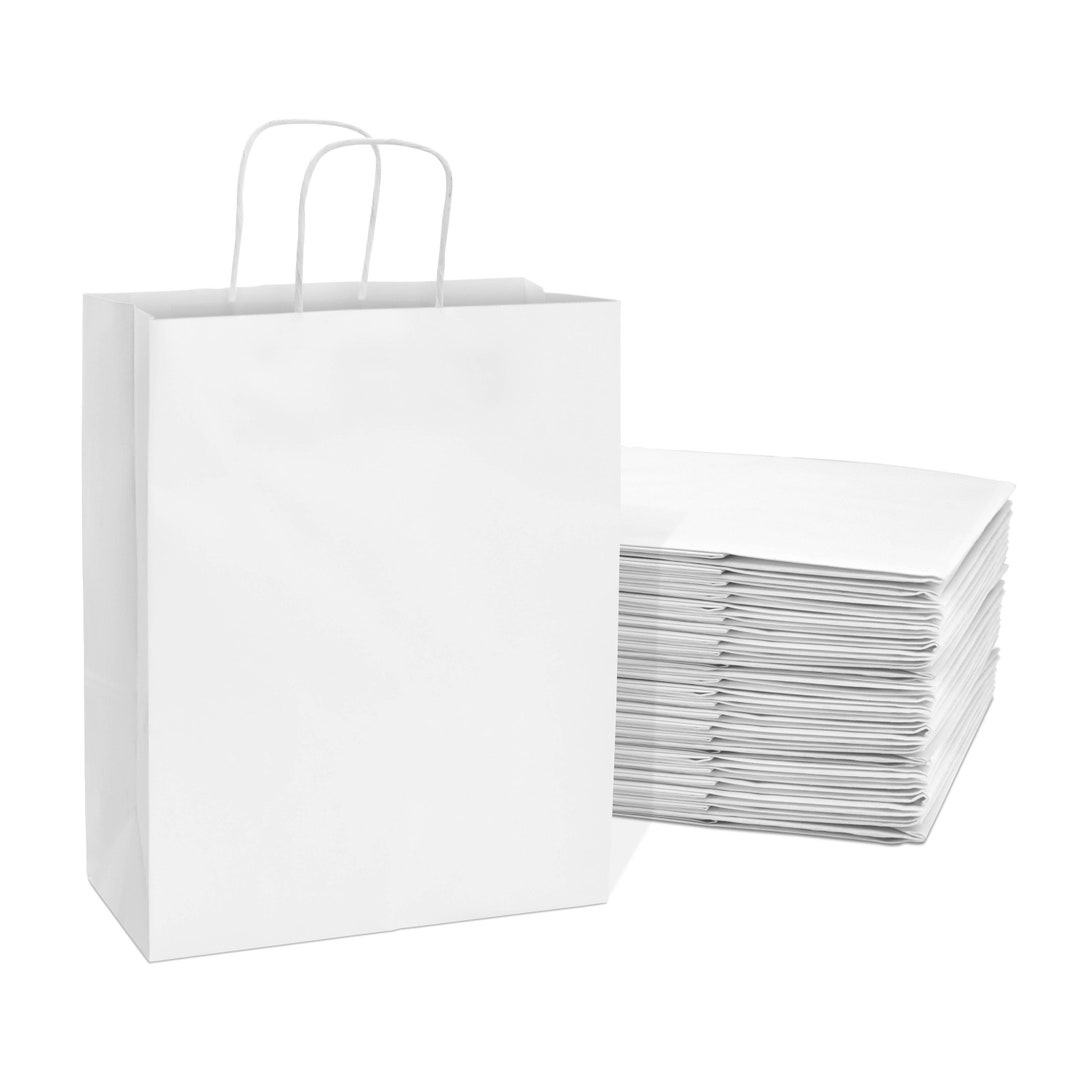 White Gift Bags 10x5x13 Inch Medium Kraft Paper Shopping Etsy