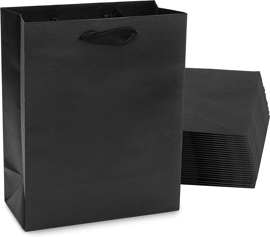 Black Gift Bags With Handles 8x4x10 Designer Shopping Bags Etsy