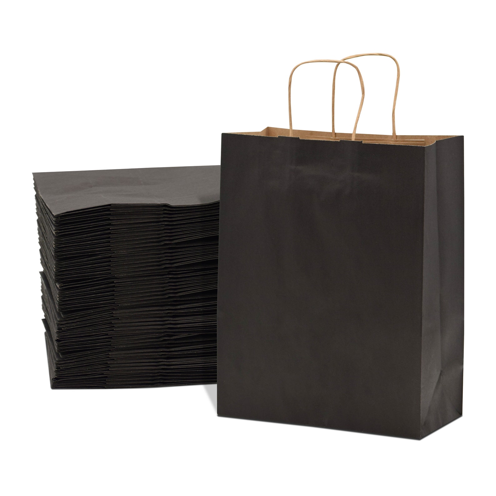 Black Paper Bags With Handles 10x5x13 Inches 100 Pcs. Paper Etsy