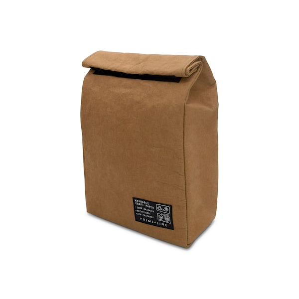 Lunch Bags- Fabric Designer Trendy Washable Kraft Lunch Bags with Fold Over Sealable Top for Men & Women - 8.5x4.5x12