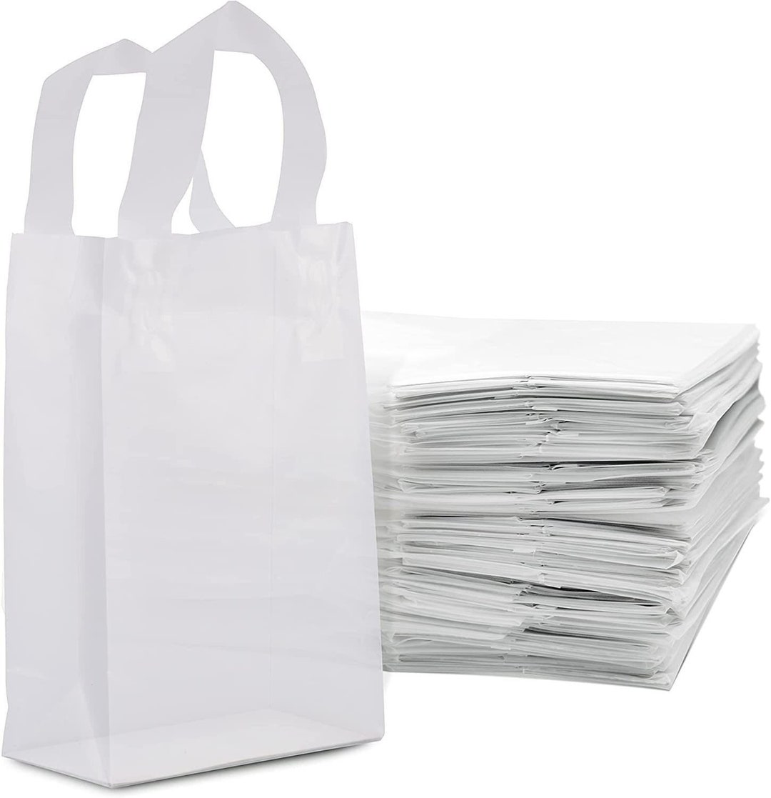 Prime Line Packaging Frosted White Plastic Bags With Handles, Mini ...