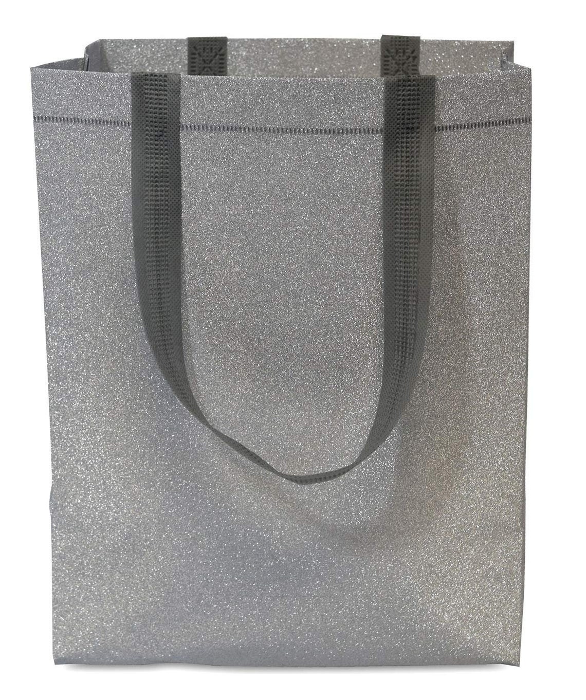 Silver 12 Pcs. 10x5x13 Large Reusable Glitter Gift Bags Etsy