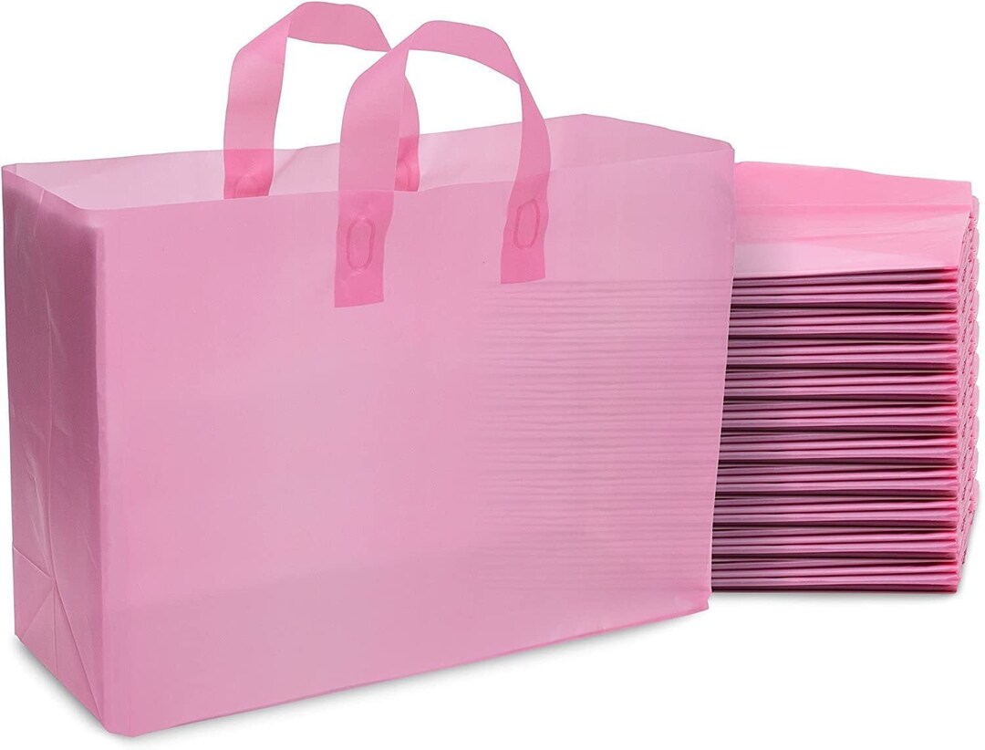 Prime Line Packaging Gift Bags Large, Pink Gift Bags, Frosted Plastic
