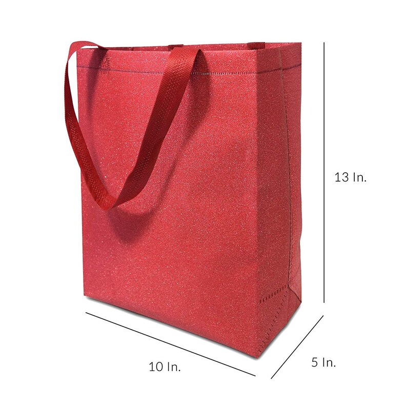 12 Pcs. 10x5x13 Large Reusable Glitter Gift Bags With Etsy