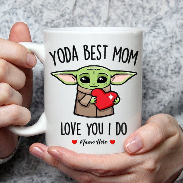 Yoda Best Mom Mug, Personalized Mother's Day Gift, Funny Birthday Present, Star Wars Mom Coffee Cup, Unique Christmas Gift for Mom