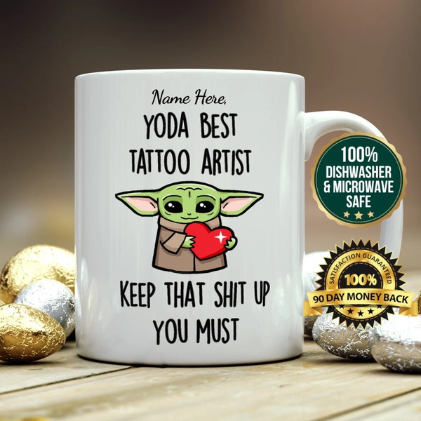 Personalized Gift For Tattoo Artist, Yoda Best Tattoo Artist, Tattoo Artist Gift for Christmas, Tattoo Artist Mug, Gift For Tattoo Artist
