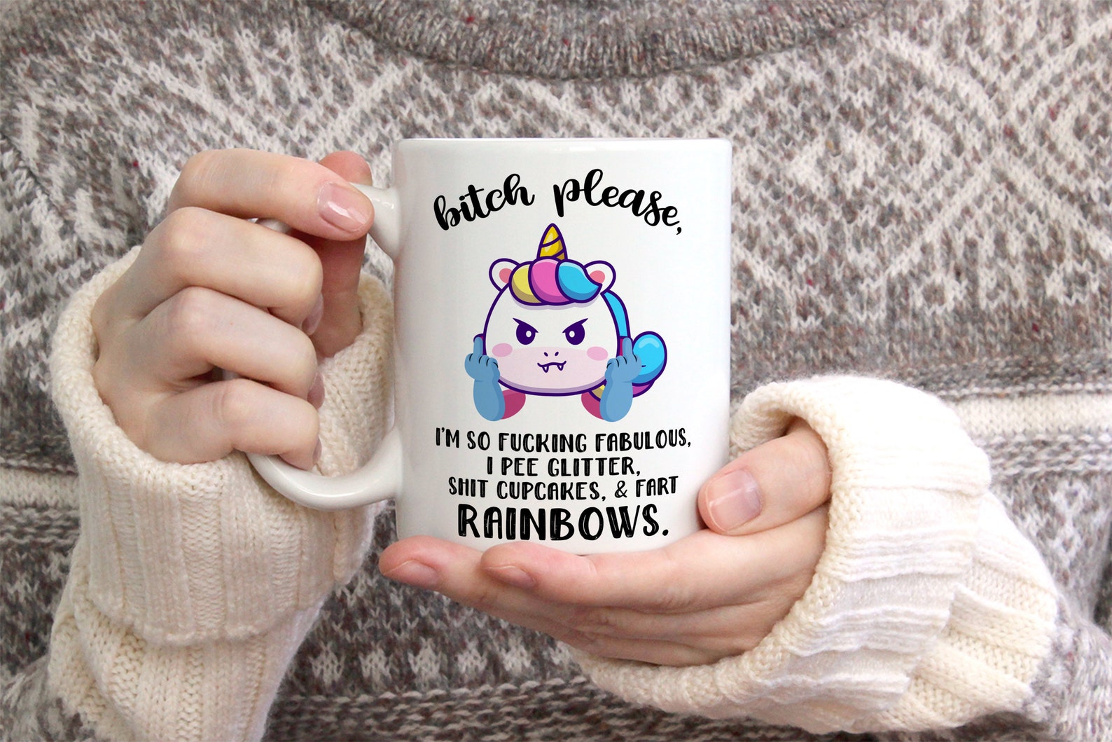 Funny Mugs Gag Gift Adult Unicorn Coffee Mug Btch Please Etsy