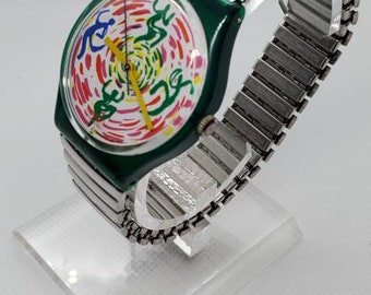 Vintage Swatch Green and Red
