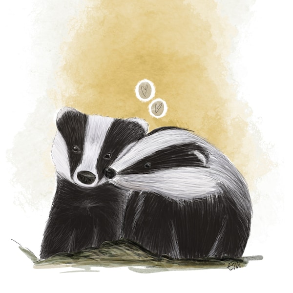 Badger's kisses card A6