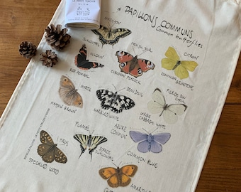 Torchon - Tea towel - Papillons communs