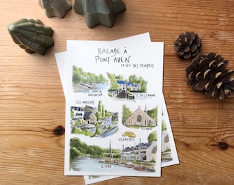 Card &quot; Walking around Pont-Aven&quot; - A6