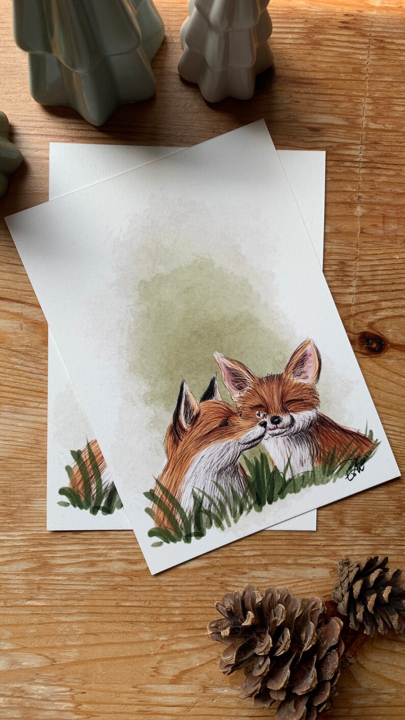 Carte postale " Bisou de renard " - A6 image 2