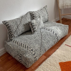 Moroccan Floor Couch: 4ft Wool Sofa Seating Set (Unstuffed)