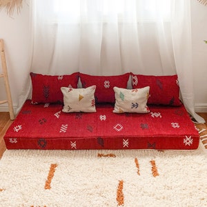 Moroccan Floor Couch Floor Seating -6 ft (180 x70x15cm) Unstuffed Moroccan Floor Cushion ,Arabic Floor Sofa + Stuffing Zipped Pouches