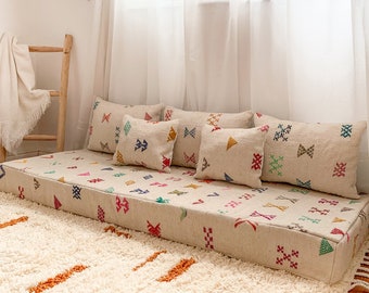 Moroccan Floor Couch – 6 Ft Unstuffed Wool Cushion With Pillows - Etsy