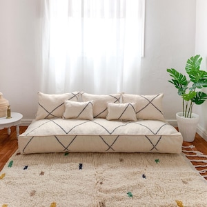 Moroccan Floor Couch Floor Seating -6 ft (180 x60x20cm) Unstuffed Moroccan Floor Cushion ,Arabic Floor Sofa + Stuffing Zipped Pouches