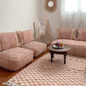 Moroccan Floor couch Floor Seating Unstuffed Complete set Long Floor Cushion + Stuffing Zipped Pouches, Moroccan Floor Sofa