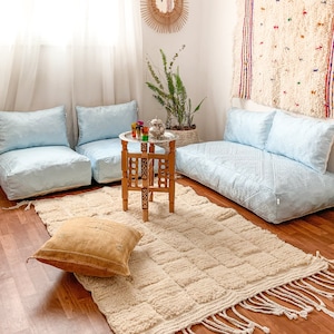 Moroccan Floor couch Floor Seating Unstuffed Complete set Long Floor Cushion + Stuffing Zipped Pouches, Moroccan Floor Sofa
