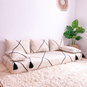 Sofá marroquí Majlis sin relleno: Asientos árabes de lana kilim