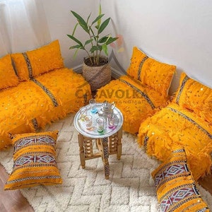 Handmade Moroccan Floor Cushion Sofa: Wool Daybed Seating