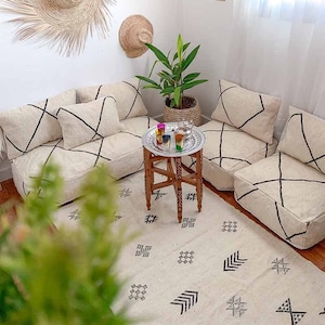 Moroccan Floor couch Floor Seating -2,4 ft (60/120 x60x20cm) Unstuffed Moroccan Floor Cushion + Stuffing Zipped Pouches