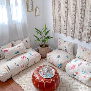 Moroccan Floor couch Floor Seating -2,4 ft (60/120 cm)Unstuffed Moroccan Floor Cushion + Stuffing Zipped Pouches