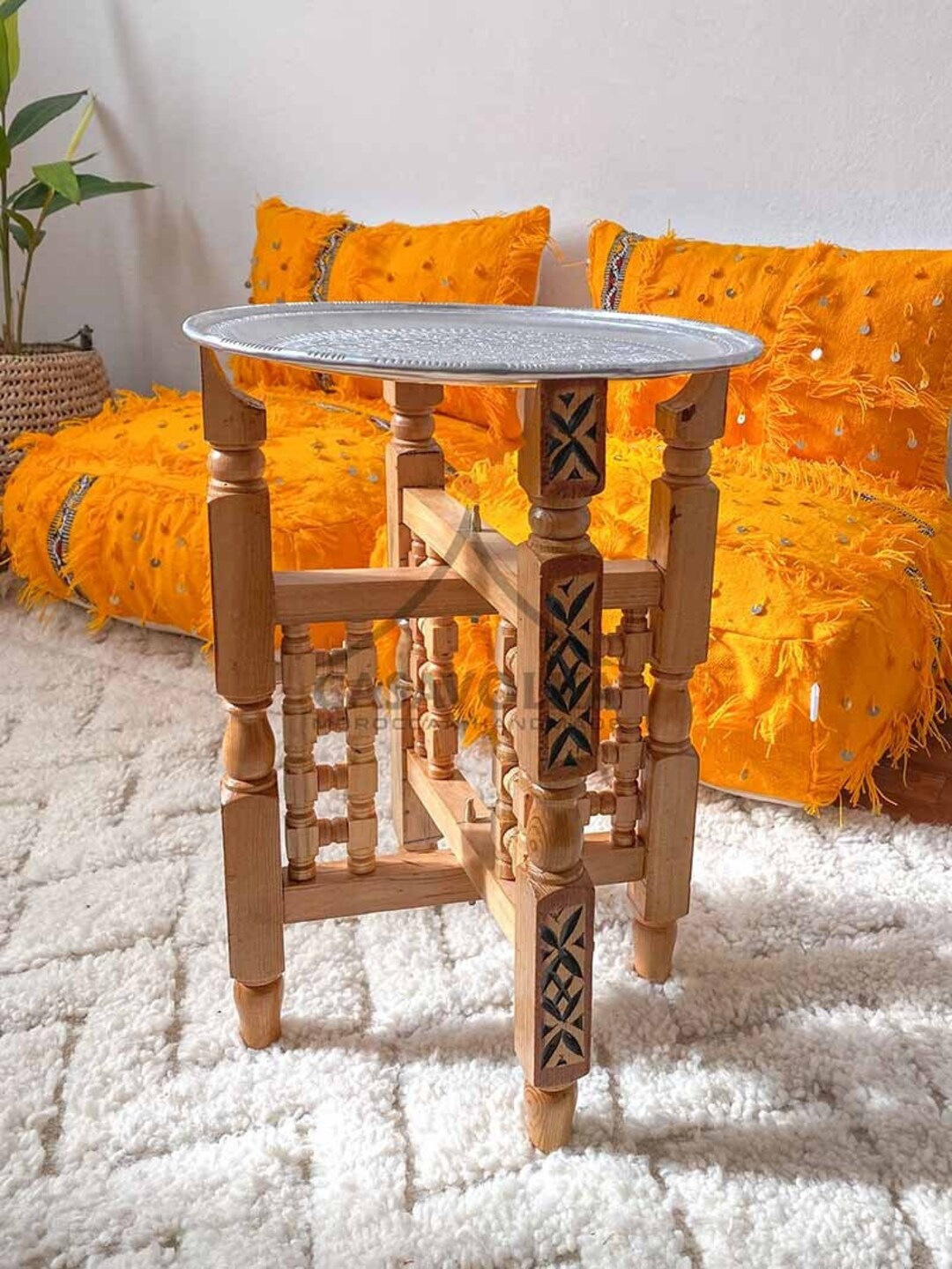 Moroccan Brass Tea Table Coffee Table Base Round Coffee Etsy