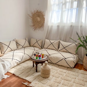 Arabic Majlis Sofa, Arabic Seating, Moroccan Sofa-2,4,5,6 & 7 ft , Unstuffed Moroccan Sofa + Zippered Cushion Insert Liner
