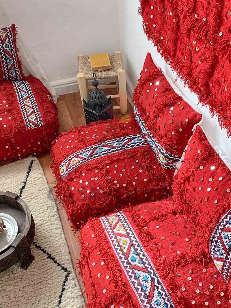 Moroccan Floor Couch Floor Seating Unstuffed Complete Set Long Floor Cushion  Stuffing Zipped Pouches 