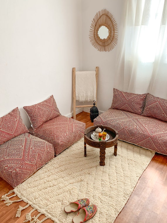 Moroccan floor 2025 pillow couch