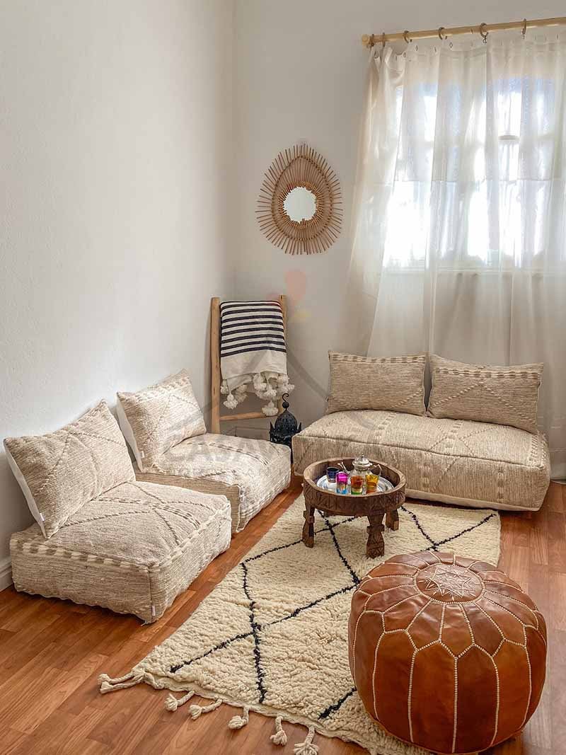 Moroccan Floor couch Floor Seating Unstuffed Complete set Long Floor Cushion  + Stuffing Zipped Pouches - CasaVolka