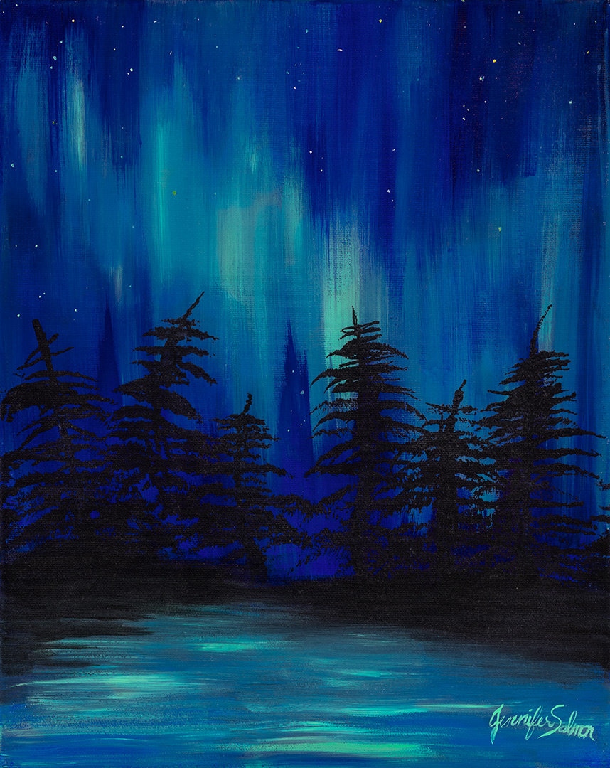 Northern Lights Acrylic Painting,print on Stretched Canvas, Nature