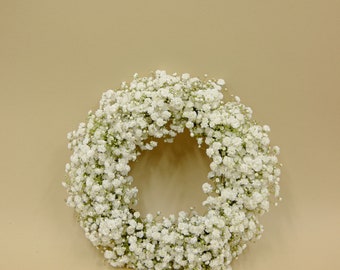 Fresh Flower Gypsophila Overtime (Baby’s Breath) Wreath - white/Mothers day gift