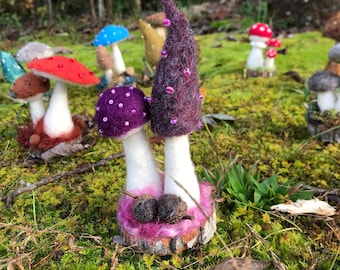 Needle Felted Whimsical Mushrooms