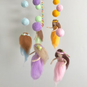 Needle Felted Fairy Nursery Hoop Pom Pom Mobile