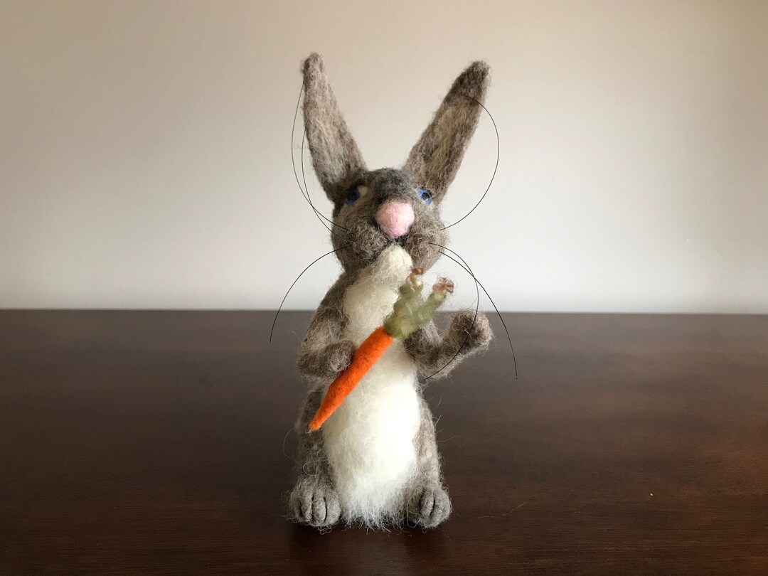 Needle Felted Bunny With Carrot - Etsy