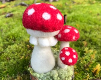 Needle Felted Toadstool Mushroom