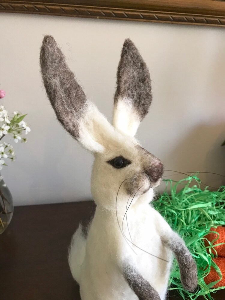 Needle Felted White Rabbit - Etsy